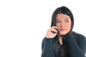 mujer de negocios joven con pluma foto