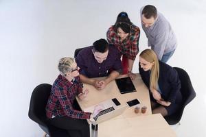 aerial view of business people group on meeting photo