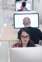 startup business, woman  working on desktop computer photo