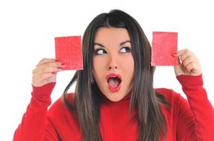 Woman in red photo