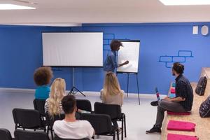 Black woman Speaker Seminar Corporate Business Meeting Concept photo