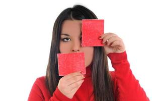 Woman in red photo