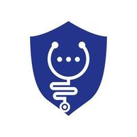 chat médico y diseño de logotipo de vector de conversación. médico ayuda y consulta el concepto de logotipo.