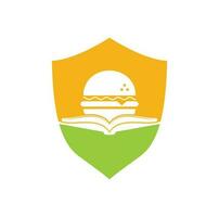 Burger book logo design vector. Books and Burger Cafe Logo Isolated Vector