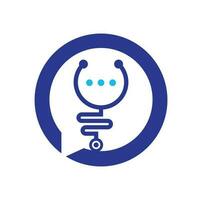chat médico y diseño de logotipo de vector de conversación. médico ayuda y consulta el concepto de logotipo.