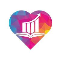 diseño de logotipo de concepto de forma de corazón de libro de finanzas. diseño de logotipo de educación de crecimiento empresarial. vector