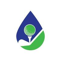 plantilla de vector de diseño de logotipo de concepto de forma de gota de palo de golf. diseños de logotipos de golf. plantilla de diseño de logotipo de silueta de deporte de golf