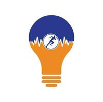 Pulse marathon bulb shape concept logo design icon vector. Running man with line ecg heartbeat icon. vector