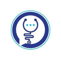 chat médico y diseño de logotipo de vector de conversación. médico ayuda y consulta el concepto de logotipo.