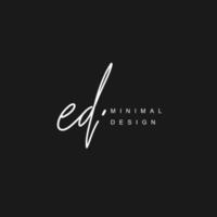 ED Initial handwriting or handwritten logo for identity. Logo with signature and hand drawn style. vector