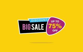 75 Percent discount offer, clearance, promotion banner layout with sticker style. vector