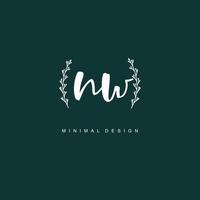 NW Initial handwriting or handwritten logo for identity. Logo with signature and hand drawn style. vector