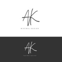 AK Initial handwriting or handwritten logo for identity. Logo with signature and hand drawn style. vector