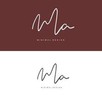 MA Initial handwriting or handwritten logo for identity. Logo with signature and hand drawn style. vector