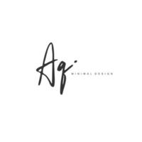 A Q AQ Initial handwriting or handwritten logo for identity. Logo with signature and hand drawn style. vector