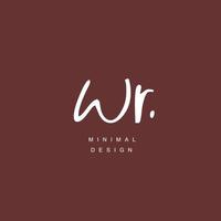 W R WR Initial handwriting or handwritten logo for identity. Logo with signature and hand drawn style. vector