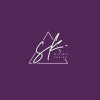 SK Initial handwriting or handwritten logo for identity. Logo with signature and hand drawn style. vector