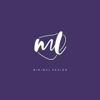 ML Initial handwriting or handwritten logo for identity. Logo with signature and hand drawn style. vector