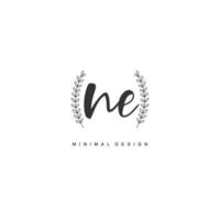 NE Initial handwriting or handwritten logo for identity. Logo with signature and hand drawn style. vector