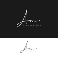 AM Initial handwriting or handwritten logo for identity. Logo with signature and hand drawn style. vector