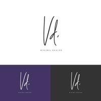 VD Initial handwriting or handwritten logo for identity. Logo with signature and hand drawn style. vector