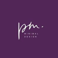 P M PM Initial handwriting or handwritten logo for identity. Logo with signature and hand drawn style. vector