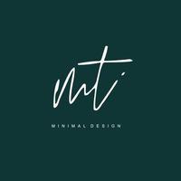 M T MT Initial handwriting or handwritten logo for identity. Logo with signature and hand drawn style. vector