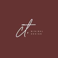 CT Initial handwriting or handwritten logo for identity. Logo with signature and hand drawn style. vector
