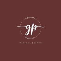 GP Initial handwriting or handwritten logo for identity. Logo with signature and hand drawn style. vector
