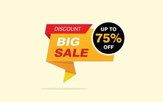 75 Percent discount offer, clearance, promotion banner layout with sticker style. vector