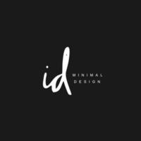 I D ID Initial handwriting or handwritten logo for identity. Logo with signature and hand drawn style. vector