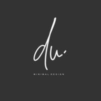 DU Initial handwriting or handwritten logo for identity. Logo with signature and hand drawn style. vector