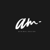 A M AM Initial handwriting or handwritten logo for identity. Logo with signature and hand drawn style. vector