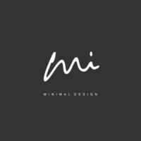 M I MI Initial handwriting or handwritten logo for identity. Logo with signature and hand drawn style. vector