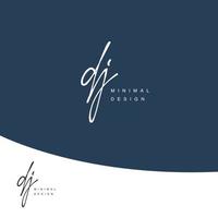 DJ Initial handwriting or handwritten logo for identity. Logo with signature and hand drawn style. vector