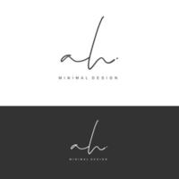 AH Initial handwriting or handwritten logo for identity. Logo with signature and hand drawn style. vector