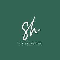 S H SH Initial handwriting or handwritten logo for identity. Logo with signature and hand drawn style. vector
