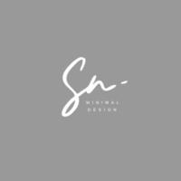 S N SN Initial handwriting or handwritten logo for identity. Logo with signature and hand drawn style. vector