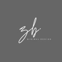 ZB Initial handwriting or handwritten logo for identity. Logo with signature and hand drawn style. vector