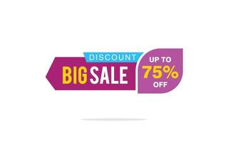 75 Percent discount offer, clearance, promotion banner layout with sticker style. vector