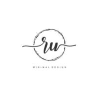 RU Initial handwriting or handwritten logo for identity. Logo with signature and hand drawn style. vector