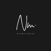 N M NM Initial handwriting or handwritten logo for identity. Logo with signature and hand drawn style. vector