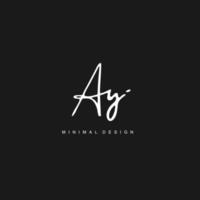 A Y AY Initial handwriting or handwritten logo for identity. Logo with signature and hand drawn style. vector