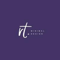 R T RT Initial handwriting or handwritten logo for identity. Logo with signature and hand drawn style. vector