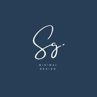 S G SG Initial handwriting or handwritten logo for identity. Logo with signature and hand drawn style. vector