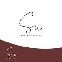 SU Initial handwriting or handwritten logo for identity. Logo with signature and hand drawn style. vector