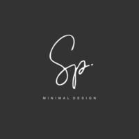 S P SP Initial handwriting or handwritten logo for identity. Logo with signature and hand drawn style. vector