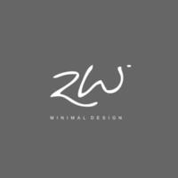 Z W ZW Initial handwriting or handwritten logo for identity. Logo with signature and hand drawn style. vector