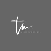 T M TM Initial handwriting or handwritten logo for identity. Logo with signature and hand drawn style. vector