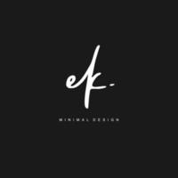 E K EK Initial handwriting or handwritten logo for identity. Logo with signature and hand drawn style. vector